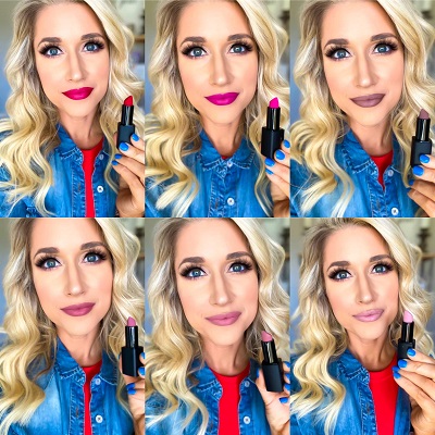 Younique Moodstruck Opulence Matter Lippenstift alle Farben aufgetragen 1